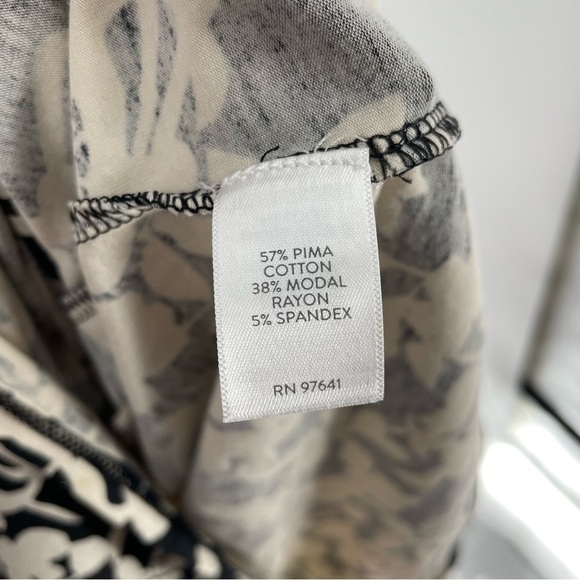 J. Jill Dark Brown Ivory Floral Pima Cotton Blend Pockets Button Detail Dress - Picture 8 of 15